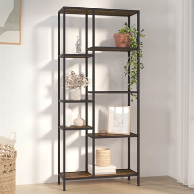 vidaXL - Boekenkast - 80x30x180 - cm - staal - en - bewerkt - hout
