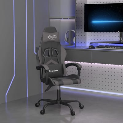 vidaXL - Gamestoel - draaibaar - kunstleer - zwart - en - grijs