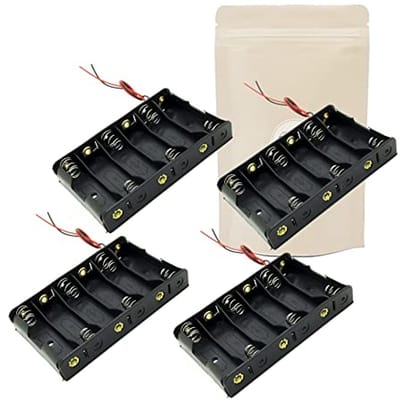 Batterijhouders - Batterij koppelingen - Stroomvoorziening creëren - Solide ABS frame - 4 stuks - Zwart en rood