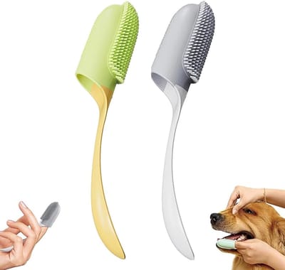 Famanu – 2 stuks hondentandenborstel, hondenvingertandenborstel, siliconen tandenborstel voor huisdieren, tandenborstel voor honden, puppys, katten en
