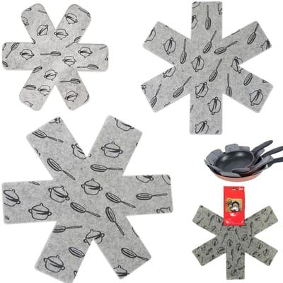 Pannenbeschermers - krasbestendig en hittebestendig - set van 6 - grijs - vilt