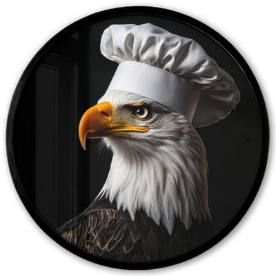 Poster in lijst Rond - Fotolijst 40x40 cm - Posters - Arend -Amerika - Koksmuts - Vogel - Stoer - Ronde posterlijst zwart - Decoratie - Wanddecoratie woonkamer - Muurdecoratie slaapkamer