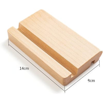 Universele houten telefoonhouder voor mobiele telefoonhouder, tabletstandaard, bureautelefoonondersteuning beige