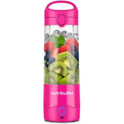 Nutribullet Portable 475 ml personal blender - roze - oplaadbare batterij - USB-C-opladen - 20 minuten gebruiksduur - voor smoothies onderweg