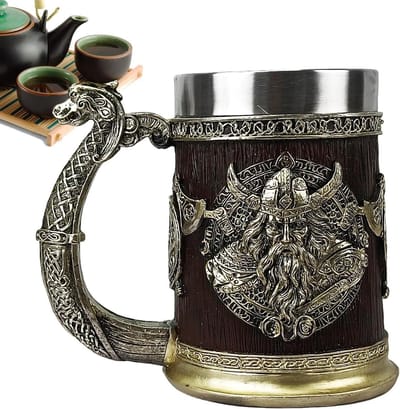 Bierpul - Beker Mok - Feestdecoratie - Uniek Drakenschip Design - 600 ml - Brons