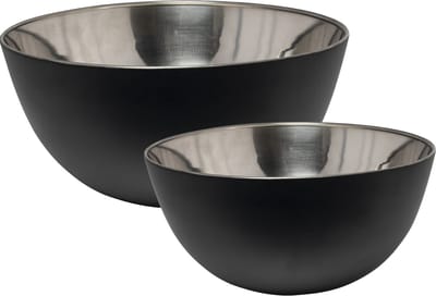 Svenska Living Voedsel serveer schalen set - 6x stuks - metallic zwart - RVS - Dia 19/13 cm - keuken/tafel