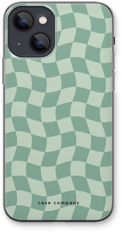 Case Company® - Hoesje geschikt voor iPhone 13 mini hoesje - Grid Groen - Soft Cover Telefoonhoesje - Bescherming aan alle Kanten en Schermrand