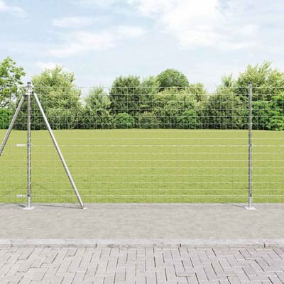 vidaXL - Euro-hek - met - betonnen - voetstuk - 10 - x - 1,2 - m - Gegalvaniseerd - staal