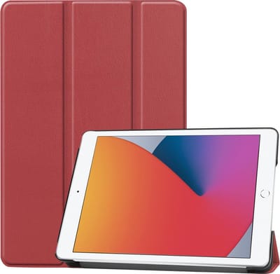 Hoesje - Geschikt voor Apple iPad 8 (2020) - 10.2 inch - 8e Generatie - Dun & Stevig - Hardcover Book Case - Trifold Bookcase Hoes - Hard Cover - Tablethoes - Donkerrood