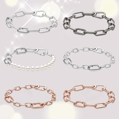 Nouveau Bracelet en Argent S925 Bracelet Moi Chaîne à Maillons Bracelets Pour Femmes Mode Cadeau Bijoux en Argent S925 Adapté aux Breloques Nouveau white