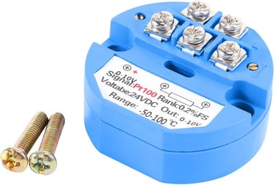 Temperatuurmeter - RTD Sensor - Industriële Meting - 0-10V Uitgang - DC24V - Blauw