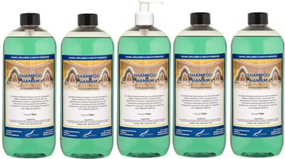 Shampoo Hamam 1 liter met witte pomp - set van 5 stuks - voordeelverpakking - haarverzorging