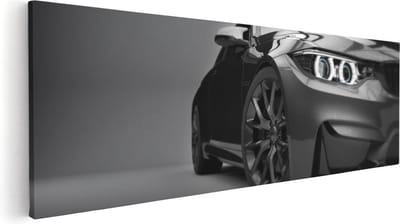 Artaza Canvas Schilderij BMW - 60x20 cm - Muurdecoratie Auto - Wanddecoratie Mancave - Kamer Accessoires Zwart