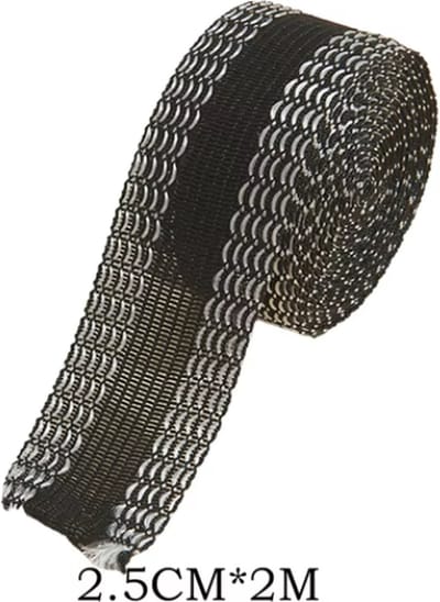 FSW-Products - Strijkband - Gordijnband - 200 cm lang - 2.5 cm breed - Inkorten Gordijnen - Zoomband instrijkbaar - Kantenband - Plooiband - Omzomen - Zwart