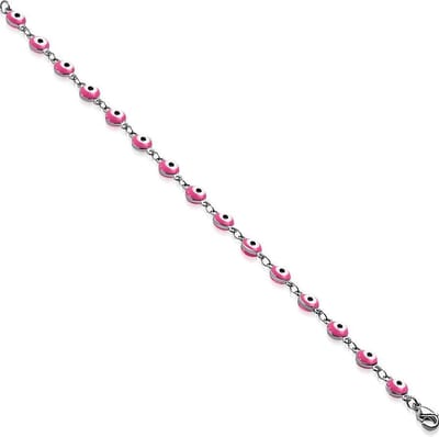 Amanto Armband Ester - 316L Staal - Kwaad Oog - Roze - 19cm
