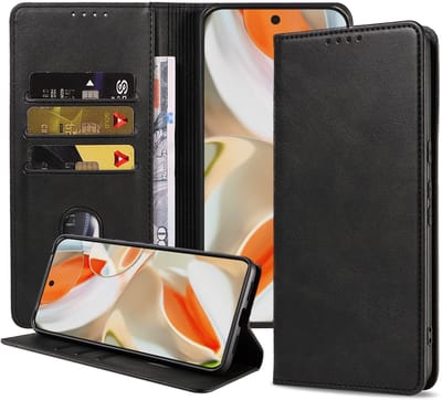 Smartphonica Telefoonhoesje Geschikt voor Google Pixel 9 Pro XL Kunstleer met Magnetische sluiting en Pasjeshouders Bookcase met Klepje - Zwart geschikt voor Google Pixel 9 Pro XL