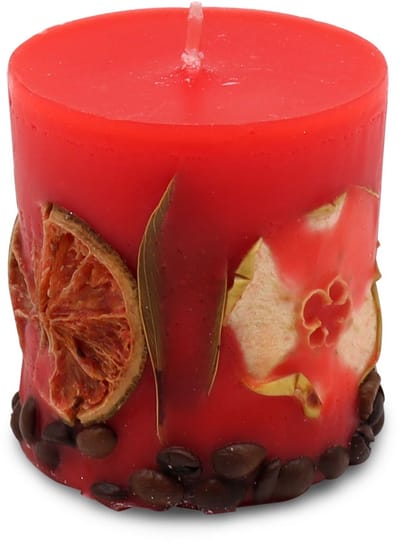 Potpourri geurkaars AARDBEI met een zachte noot van sinasappel en koffie - 7X8 cm handgemaakte geurkaars