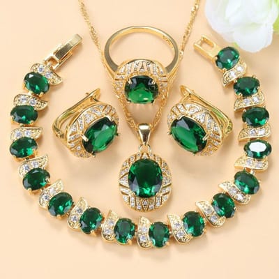 10-kleuren Zirkoon Grote Sieradensets Ketting En Clip Oorbellen Bruidsets Voor Vrouwen Afrikaanse Vergulde Bruiloftsaccessoires 9 beige