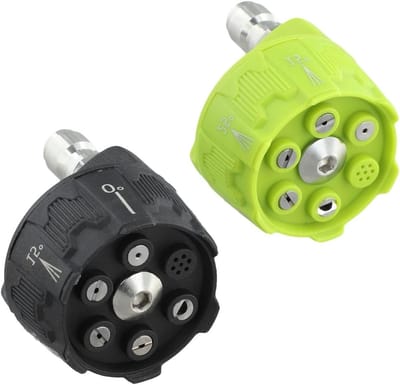 Hogedrukspuit Mondstuk - Power Wash Nozzle - Diverse Reinigingsklussen - 6-in-1 Verstelbare Sproeihoek - Standaard 1/4 Inch - Groen en Zwart