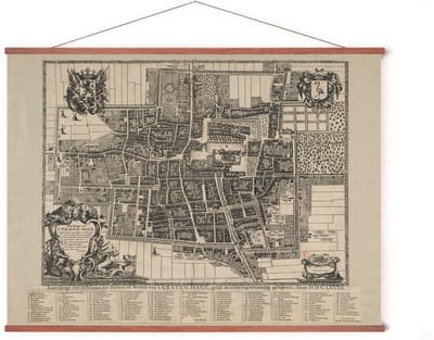 Poster In Posterhanger - Historische Oude Kaart Den Haag - 50x70 cm - Kader Hout - Ophangsysteem - Plattegrond