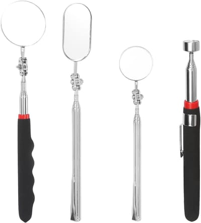 Set van 4 Telescopische Inspectiespiegels met Magnetische Stang en 360° Rotatie voor Nauwkeurige Controle van Moeilijk Bereikbare Plekken