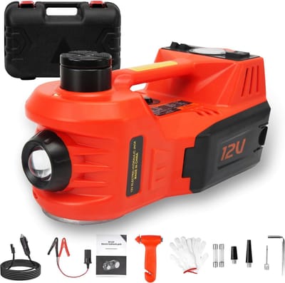 Elektrische Hydraulische Krik 5T - 12V | 4-in-1 Auto Bandenwissel Gereedschap met Opblaasbare Pomp en Licht