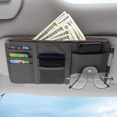 JHUBERS- Zonneklep Organizer Universeel - Auto Organizer - Schokbestendig - Multi-Pocket - Opbergruimte voor Documenten - Zonnebrilhouder