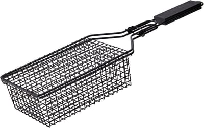 Cookinglife BBQ Grillmand Fire & Flavour - Grill Basket - Metaal Non-Stick - Zwart - Ovenbestendig - 37 x 14 x 9 cm