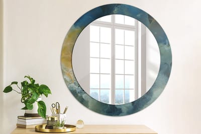 Coloray Bedrukte Spiegel - Onyx marmer Spiegel Met Decoratie - 70 cm - Blauw Bedrukte Spiegel - Spiegel Met Decoratie - Spiegel Lijst Met Print - Spiegel Met Print