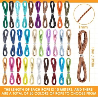 SnelShoppen - 30 Stuks Macramé Draad - 1mm Gewaxed Katoen Koord, Nylon Koord voor Armbanden, Sieraden en Doe-Het-Zelf Creaties in Diverse Kleuren