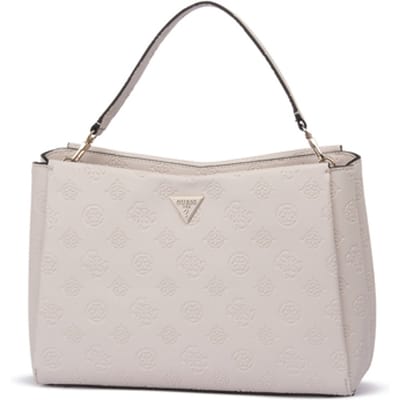 GUESS handtas schoudertas Tisha Girlfriend Satchel Stone Logo crème