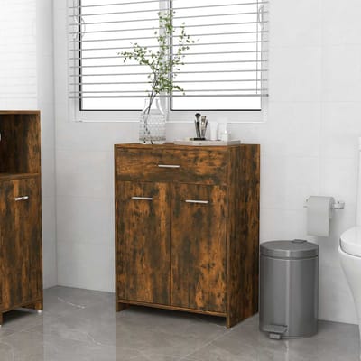 vidaXL - Badkamerkast - 60x33x80 - cm - bewerkt - hout - gerookt - eikenkleurig