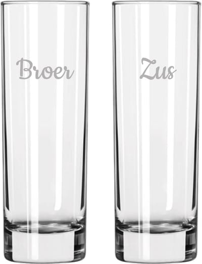Gegraveerde longdrinkglas 22cl Broer-Zus
