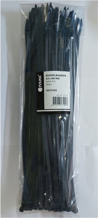 Ivana bundelbandjes - zwart - 4.8 x 360 mm - 100 stuks