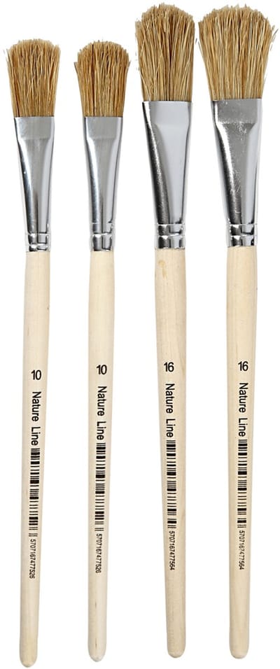 Vernis / Lak kwasten, afm 10+16, L: 13-18 mm, B: 13-17 cm, plat, 4 stuk