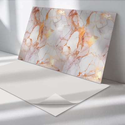 Wallfluent Vinyl Wandpaneel - Elegant geaderd marmer Zelfklevend Wandpaneel - 100 cm x 50 cm - Wit PVC wandpaneel - Set van 1 - Rechthoekig Wandbekleding Vinyl - Texturen Wandpaneel - PVC Muurpaneel - Wandpaneel Keuken en Badkamer