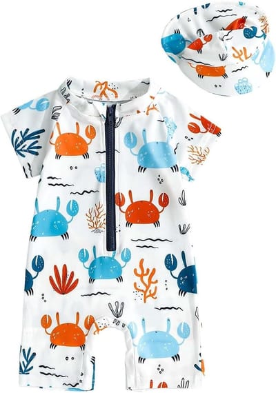 Baby Badpak met UV Bescherming - Zwemkleding Baby Jongen - Bescherming tegen Zon - Eendelig met Rits