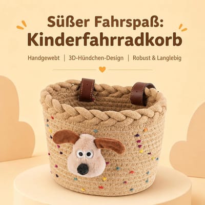 SnelShoppen - Fietsmand voor Kinderen - Handgemaakte Scootermand van Katoenen Touw - Voorste Stuurmand voor Kinderfiets of Loopfiets - Schattige Fiets