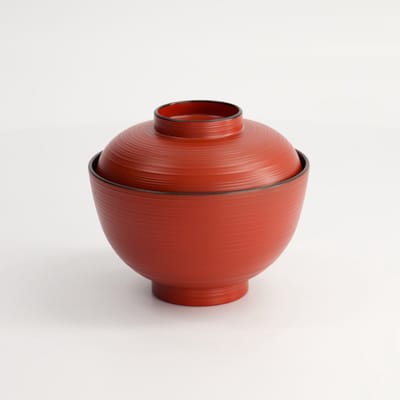 Tokyo Design Studio - Lacquerware - Kom met Deksel - Rood/Zwart - 300 ml - 10.8 x 6.35 cm