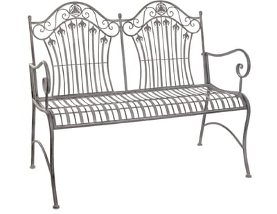 Moritz Tuinbank 113 cm Metaal – 2-persoons Vintage Landelijk Oud Grijs – weerbestendig voor tuin, terras en balkon, victoriaans design met lelieornamenten