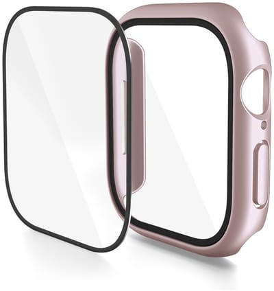 Screenprotector case - geschikt voor Apple Watch 10 / 11 42mm - full cover hoesje - gehard glas - 42 mm - volledige bescherming - rose