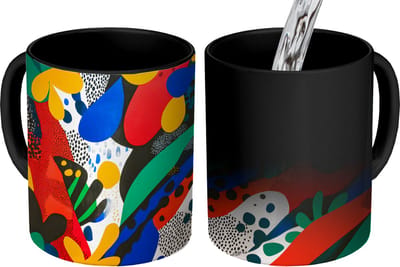 Magische Mok - Foto op Warmte Mokken - Koffiemok - Abstract - Planten - Vormen - Kleurrijk - Magic Mok - Beker - 350 ML - Theemok