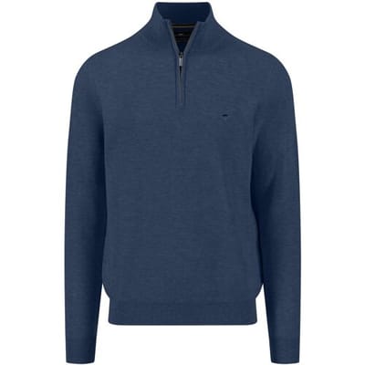 Fynch-Hatton Trui Troyer Zip Fine Allover Texture Night / male