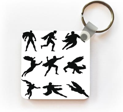 Sleutelhanger - Uitdeelcadeautjes - Een silhouet illustratie van superhelden - Jongens - Meisjes - Kinderen - Kids - Plastic