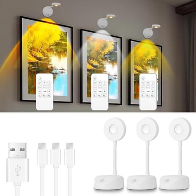 Draaibare LED Wandlamp met Bewegingssensor en Afstandsbediening - Oplaadbaar voor Kunst & Decoratie