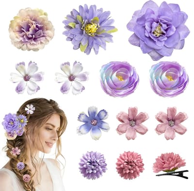bloem haaraccessoires (12*blauw; paars)