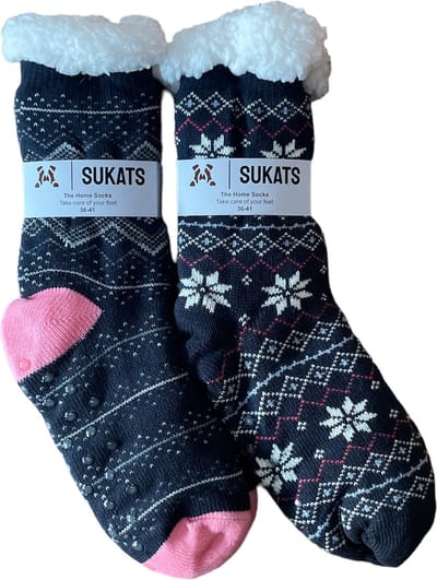 Sukats® Huissokken - Homesocks - 2 Paar - Maat 36-41 - Mix A - Antislip Sokken - Fluffy Sokken - Dames Huissokken - Slofsokken - Variant 1 - Meerdere Maten en Varianten - Verwarmde Sokken