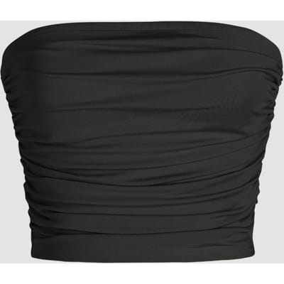 Strapless Ruffle Drape Crop Top
