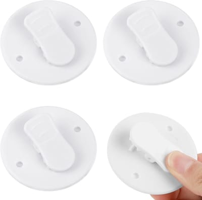 Douche Gordijn Houder - 4 Stuks - Douchegordijnvoering clips - ABS - Zelfklevend - Douchegordijn Clips - Douche spatwaterdichte douchegordijnklem - Badkameraccessoires - Geschikt voor douchegordijnen, raamgordijnen, deurgordijnen - 5.5*5.5cm - Wit