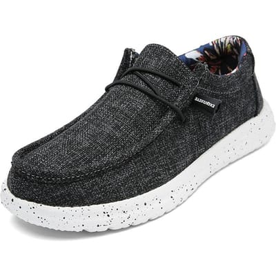 Nieuwe Mode Heren Canvas Schoenen Ademend Platform Casual Wandelsneakers Trend Luie Schoenen Outdoor Autorijden Zachte Zool Loafers 46 zwart